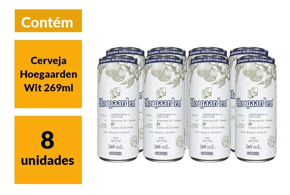 Cerveja De Trigo Belga Witbier Lata 269ml 8unid Hoegaarden - Imagem 2